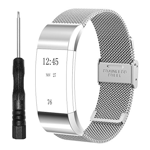 Fitbit Charge 2 Ersatz Armbänd, BeneStellar Ersatz Milanese Band für Fitbit Charge 2 (Silber)