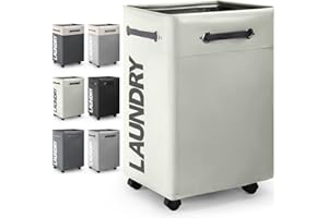 Rieeyrslza Cesto della Biancheria con Ruote 74L Cesto Portabiancheria Sporca con Rotelle Portabiancheria Pieghevole in Tessuto Oxford Multifunzione Cesto Portaoggetti (Beige o2)