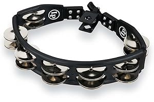 LP Latin Percussion Tambourin Cyclop montierbar schwarz Stahlschellen zweireihig LP160,White