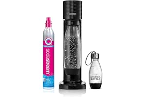 SodaStream Gasatore Gaia Nero d'Acqua per realizzare Acqua Frizzante, Include 1 Bottiglia da 1 Litro, 1 Bottiglia da 0,5 L e 1 Cilindro di Anidride Carbonica Co2 Alimentare da 425gr con Attacco Rapico