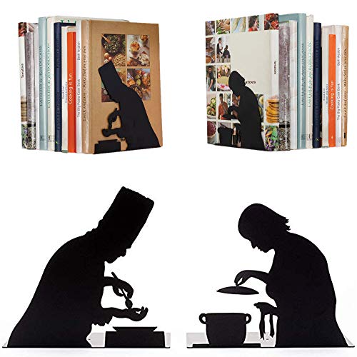 Artori Design| by The Book | Soporte para Libros Decorativo de Metal con diseño de Cocinero | Soporte para Libros | Soporte para Libros de Cocina | Regalo para Chefs