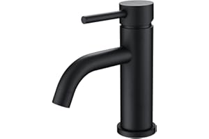 Decaura Rubinetto Bagno Lavabo, Miscelatore Lavabo Bagno Monocomando Fredda e Calda Regolabile, Nero