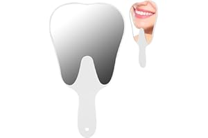 AGATIGE Dental Mirror,Tooth Shaped Mirrors Cute Design Handle Hand Mirror Portable Dental Accessory for Women Men & Kids(White)