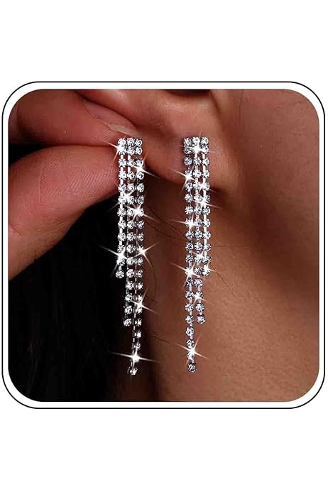 Set Gioielli Da Sposa 3 Pezzi - Collana Y, Orecchini E Bracciale Con Strass, Per Matrimonio E Feste - Foto 10