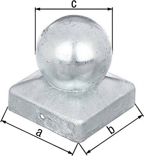 Preisvergleich Produktbild Pfostenkappe 120x120xØ80mm Stahl roh feuerZNmit Kugelkopf f. Holzpfosten GAH