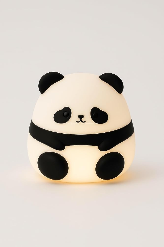 Busstier Hayvan Figürlü Gece Lambası, Silikon RGB Dokunmatik, Yumuşak Işık, Bebek Odası ve Çocuklar İçin, USB Şarjlı, Renkli Aydınlatma, Dekoratif Gece Lambası, Uyku Işığı (Panda)