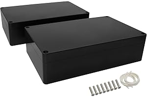 LeMotech Scatola di distribuzione in plastica ABS, IP65, impermeabile, scatola elettrica, universale, colore nero, dimensioni esterne 200 x 120 x 56 mm (2 pezzi)