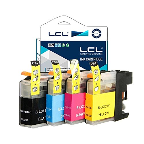 LCL(TM) Compatible Brother LC123 LC121 (4-Pack,Noir/Cyan/Magenta/Yaune) Cartouche d'encre pour MFC-J4410DW/J4510DW/J4610DW