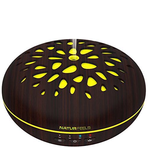 Preisvergleich Produktbild naturfeels Luftbefeuchter Aromatherapie Diffusor für ätherische Öle – ultrasonico, geräuscharm, Ionisator, programmierbare Universal Lufterfrischer für zuhause – 400 ml – 7 Farben, Timer