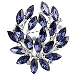 Sanwood Women Sapphire Blue Flower Brooch Pin Wedding Party