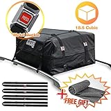 Benötigen Sie auf Reisen viel Stauraum? -Diese große Aufbewahrungstasche für das Autodach mit 18,5 Kubikfuß Kapazität bietet Ihnen nie genug Platz für alles, was Sie während Ihrer Reise oder Ihres Abenteuers benötigen. Konstruiert mit 3 Schichten Unterwassertauchmaterial und fertiggestelltem wetterfester Reißverschluss schützt Ihr Gepäck und Ihre Ladung garantiert vor Regen, Schnee, Wind und Schmutz. Funktioniert bei allen Fahrzeugen mit oder ohne Gepäckträger