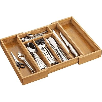 Générique Touslescadeaux Range Couverts Extensible en bois bambou - de 28,5 à 45 cm