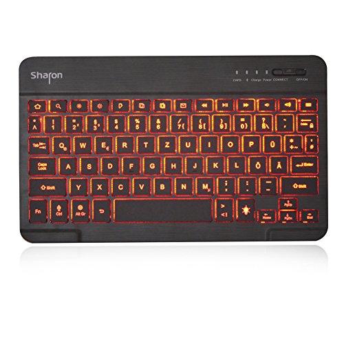 Sharon Galaxy Tab 4 10.1 SM-T530 SM-T535 Hülle mit beleuchteter Bluetooth – Tastatur | Ultraslim Schutzhülle | QWERTZ- Layout (Deutsch) | Tastatur herausnehmbar | Hintergrundbeleuchtete Tasten, Farbe einstellbar - 2
