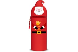 GDFJBG Trousse Ecole 2 en1 en Silicone Souple - Kawaii, Koala Porte-Plume, Fermeture Eclair en Silicone, Pochette de Stylo, avec Support pour Stylo,Extensible en Forme de Animal (Weihnachtsmänner)