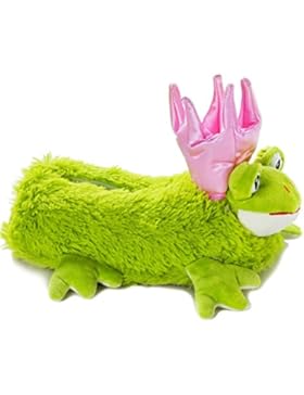 funslippers®, lustige Hausschuhe Tierhausschuhe Erwachsene und Kinder Frosch Prinzessin mit Krone rosa Plüsch...