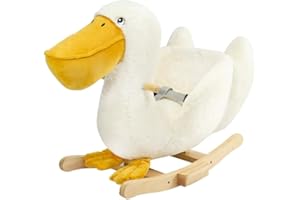 Trois Kilos Sept - Animal à Bascule en Velours - Stimule la motricité de bébé - Assise sécurisée avec ceinture - Pélican - de 10 Mois et jusqu'à 36 Mois - Cadeau de Naissance