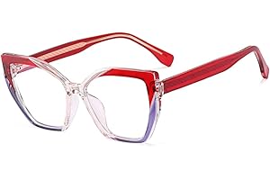 kachawoo TR90 Blue Light Blocking Gläser mit Frühlingsbein Cat Eye Polygon Bunte Rahmen Brillen Mode Rezept OL Eyewear