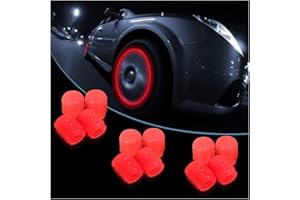 CGEAMDY Bouchon Valve Pneu Voiture Fluorescent, 12 Pcs Lumineux Valve Pneu Voiture avec Lumineux Couverture, Accessoire Universel pour Camions, SUV, Motos(Rouge)