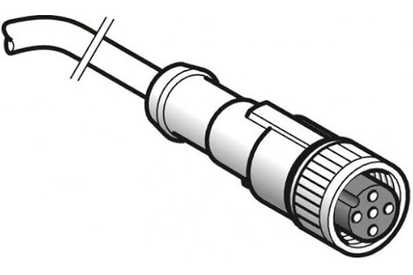 Telemecanique sensorer XZCP1141L2 förkabelansluten kontakt, rak kvinna, M12 storlek, 4 stift, PUR trådisolering, 2 m kabellängd, 4 A ström