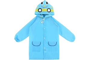 HORNICE Kids Raincoats Unisex Girls Boys Rainwear Waterproof Rain Jacket Cape with Hood and Buttons Reusable EVA Rainsuit for Outdoor Climbing Cycling Hiking Camping for 1-8 Years