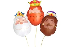 OH YEAH - Set 3 Globos Navideños Foil Reyes Magos Metalizado - 50 x 40 cm - Apto Helio - Globo fiesta - Decoración Navidad - Reyes Magos - DISEÑO ÚNICO