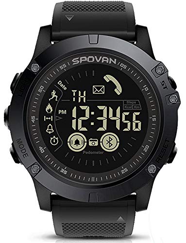 Reloj Deportivo Exterior para Hombre Bluetooth Reloj inteligente Podómetro Contador de Calorías 50M Resistente al Agua Cronómetro Correa de Goma