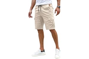 Elegancity Kurze Hosen Herren Cargo Shorts Sommer Freizeithose Kurze Elastische Taille Chino Shorts Mit 6 Taschen S-XXL
