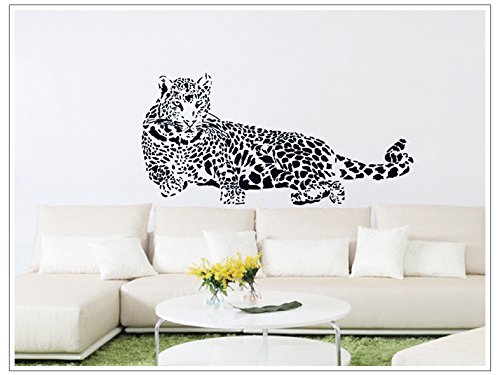 Riesige Gepard Wand Aufkleber Leopard Jaguar Wand Abziehbild Vinyl entfernbares Wandbild für Wohnzimmer Schlafzimmer Schwarz - 3