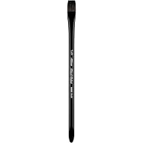 Pinceau Plat Pour Aquarelle Black Velvet - Poils Mélangés écureuil Et Synthétique - Manche Court Laqué Noir - Taille 1/2 Pouce