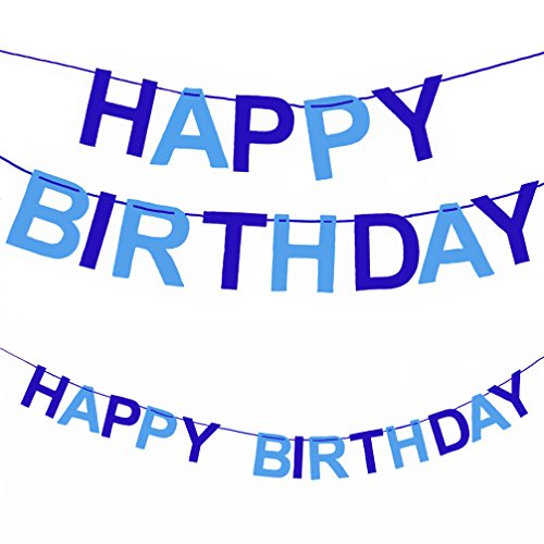 Oblique-Unique® Happy Birthday Girlande in Blau für Junge aus echtem Filz - Geburtstag Party Dekoration