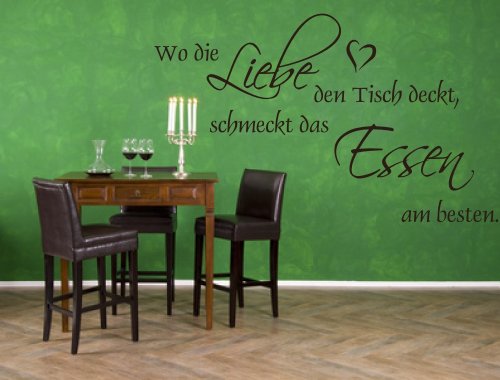 XL Wandtattoo für Ihre Küche, Esszimmer 68037-100×58 cm, ~ Wo die Liebe den Tisch deckt, schmeckt das Essen am besten ~ Wandaufkleber Aufkleber für die Wand, Tapetensticker aus Markenfolie, 32 Farben wählbar - 2