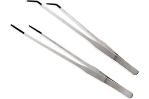 EvaGO 10.6 in Aquarium Tweezers Stainless Steel Tweezer with Rubber Tips Long Reptiles Feeding Tongs for Aquatic Plants Spider Snakes Lizards