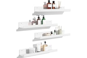 upsimples 4 Pack Shelves for Wall, White Floting Shelf No Drill, 38 * 10cm Wall Mounted Storage Shelf for Bathroom, Bedroom, Living room, Kitchen