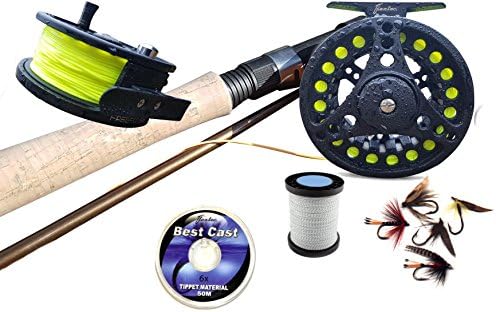 Fly Fishing Kit Rod Loaded Reel Floating Line, backing, Leader &amp; Flies 9' #6/7