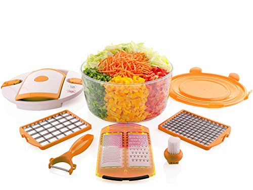 Orignal Genius Salat Chef Set 8-tlg. Gemüseschneider Obstschneider Deckel TV NEU, Farbe:grün - 6