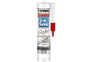 Rubson Mastic Salle de bain Saine Couleur Galet, Joint silicone multi-matériaux renforcé en antifongiques, mastic sanitaire coloré, souple & étanche, 280 ml