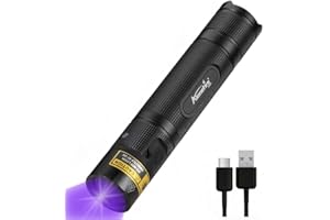 Alonefire SV005 395nm 10W LED UV Torch Blacklight Portable USB-C Rechargeable Flashlight Black Light Pet Urine Detector with Aluminium Case, Battery Included for Pet Stains Hunting Fishing Minerals