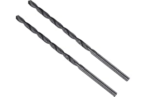 CoCud Torsion Foret Mèches, 5mm Perçage Diamètre, Noir Oxyde Haute Vitesse Acier Extra Long Droite Tige - (Applications : pour Inox Acier Alliage Métal), 2-Pièces
