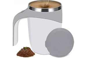 ZERODIS Elektryczny Magnetyczny Kubek do Mieszania Kawy, Kubek do Mieszania ze Stali Nierdzewnej Kubek Podróżny Automatyczny Kubek do Mieszania do Kawy Mleko Kakaowe, 380ML (Biały)