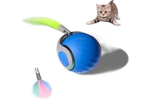 XUNNIU - Pelota interactiva para Gatos y Perros, Juguete para Gatos con Cola esponjosa, Bola de Perro Inteligente rodante 360°, Speedy Tail,Smartball Cat (Azul-1pcs)