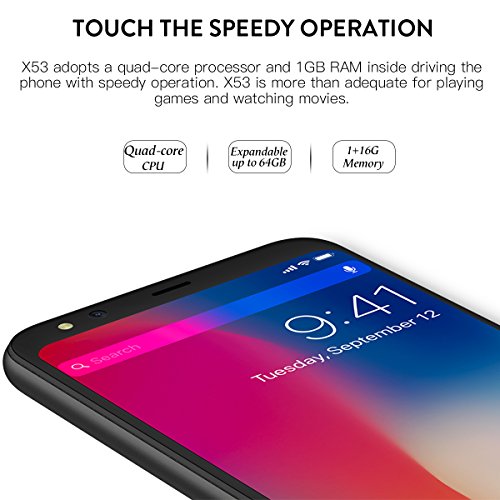 Handy Ohne Vertrag, DOOGEE X53 3G Dual SIM Smartphone GÃ¼nstig Android 7.0, 5,3 Zoll 18:9 Display, 1GB RAM 16GB ROM, Quad Core Prozessor, Dual 5 MP Hauptkamera mit Autofokus - Schwarz