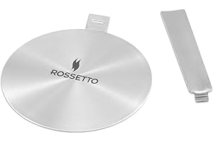 ROSSETTO Adaptateur Induction Disque Plaque Relais Diffusion de Chaleur en Acier Inoxydable avec Poignée Inox Détachable pour Moka Cafetières (24cm)