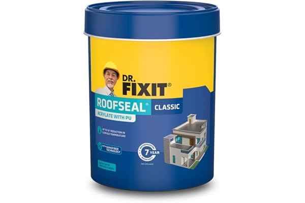 DR. FIXIT Roofseal Classic 1 Ltr, DIY Waterproofing Repair Solution for Roof, Terrace of Homes, Stops Seepage, Reduces Temperature