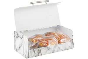 mDesign Scatola portapane in metallo con maniglia – Contenitore con coperchio per prodotti da forno e molto altro – Elegante cestino pane in stile vintage – bianco e grigio