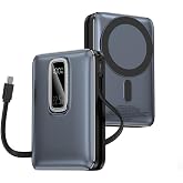 Magnetic Power Bank 10000 mAh Kablosuz Hızlı Şarj MagSafe Uyumlu LED Ekranlı, 22.5W PD QC Taşınabilir Şarj Cihazı, Standlı, T