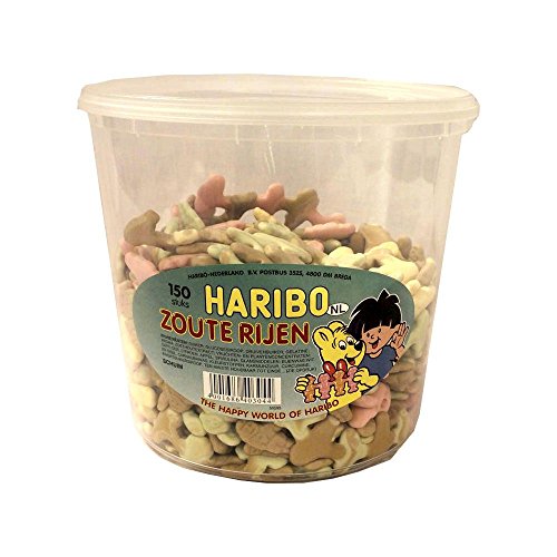 Haribo Zoute Rijen 150 Stck. Runddose IMPORT (Schaumzucker Menschenkette) Haribo Zoute Rijen 150 Stck. Runddose IMPORT (Schaumzucker Menschenkette)