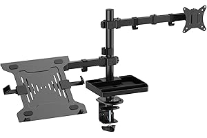 AD ADVANCE - XTENDMOUNTS Flex, Support Ecran PC de 17 à 32", Plateau Ordinateur Portable, Compatible VESA 75x75/100x100, Hauteur & Inclinaison Ajustable, Tablette Rangement & Support Smartphone