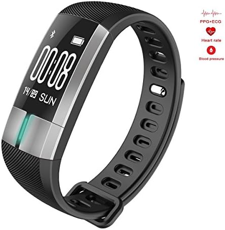 OOZIMO Fitness Tracker, Smart Bracelet Heart Rate Monitors IP67 Waterproof ECG PPG Monitor Pedometer For Android Ios,Black