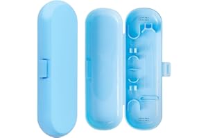 feyiubmen Praktisches Etui für elektrische Zahnbürsten, Elektrische Zahnbürste Serie Kunststoff Ersatz Etui für 1 Handstück und 2 Aufsteckbürsten(Blau)