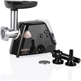arnica GH21220 Meat Mincer Black-Rose Meat Mincer, 2 Stainless Steel Cylinders, Black/Rose